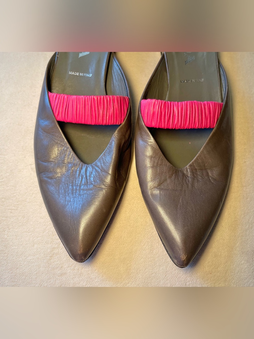 Authenticated Gray Prada Flats with Pink Straps Size 39/9 - Picture 9 of 9